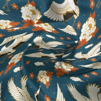 Japanese retro flying crane comfortable long sleeved shirt pajama set