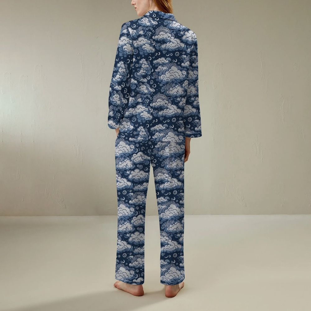 Japanese style auspicious cloud comfortable long sleeved shirt and pajama set