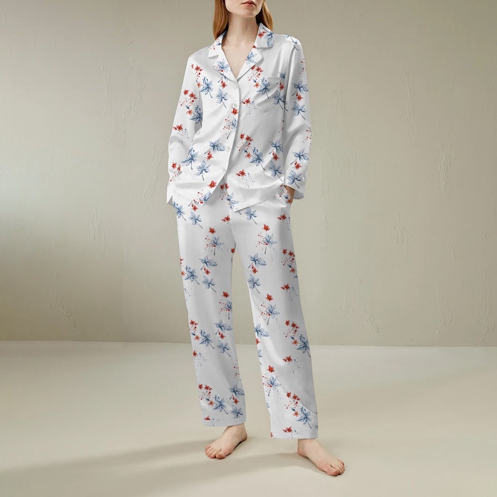 Plant and Flower Comfortable Long Sleeve Shirt and Pajama Set