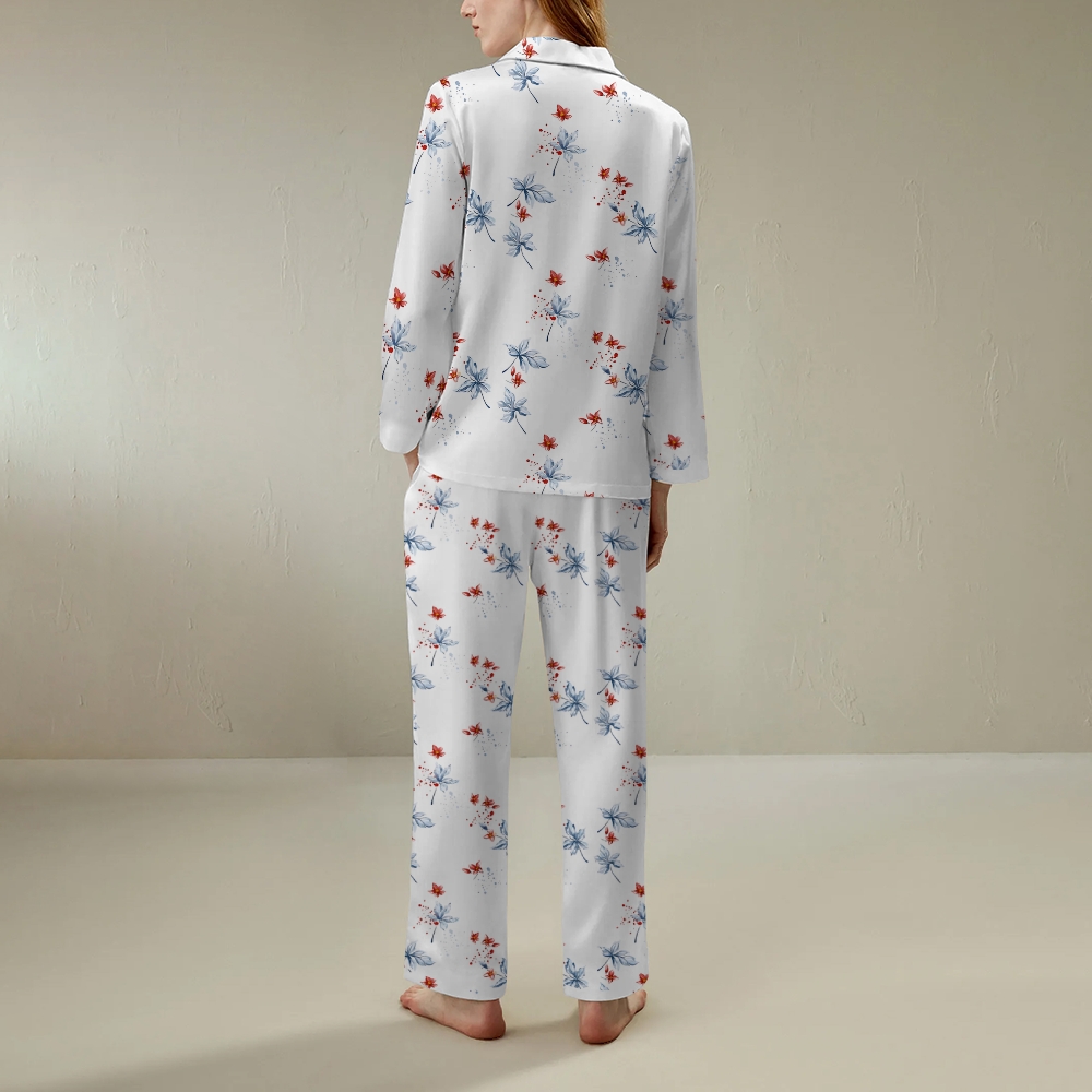 Plant and Flower Comfortable Long Sleeve Shirt and Pajama Set
