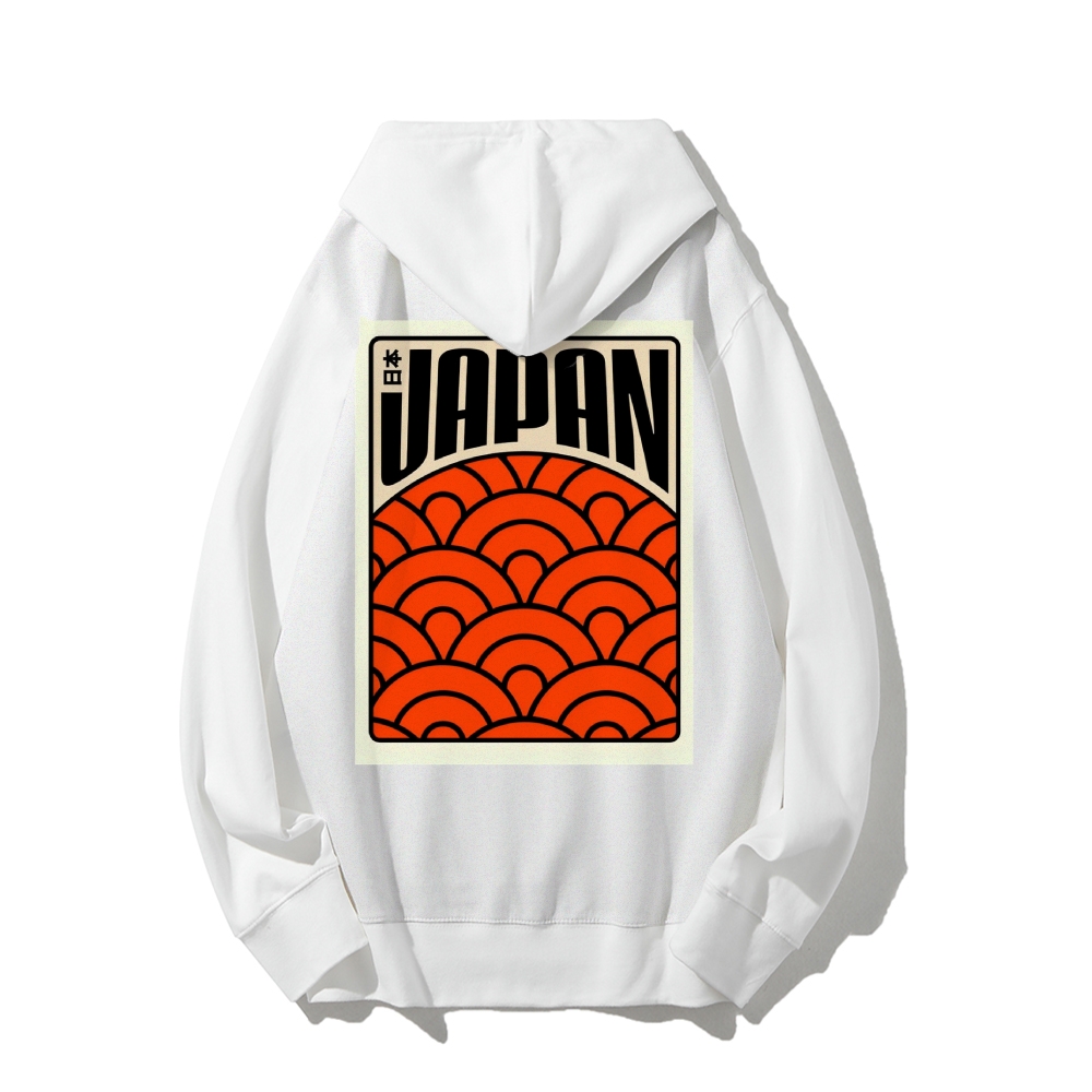 Traditional Japanese patterns Printed Back Cotton Hoodie
