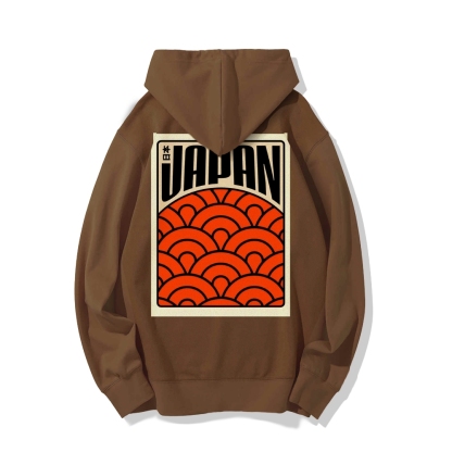 Traditional Japanese patterns Printed Back Cotton Hoodie