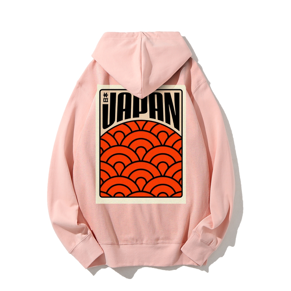 Traditional Japanese patterns Printed Back Cotton Hoodie