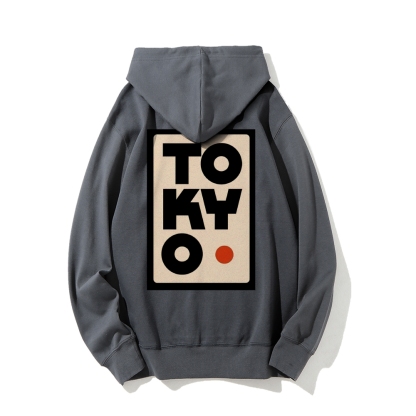 Tokyo Poster Printed Back Cotton Hoodie