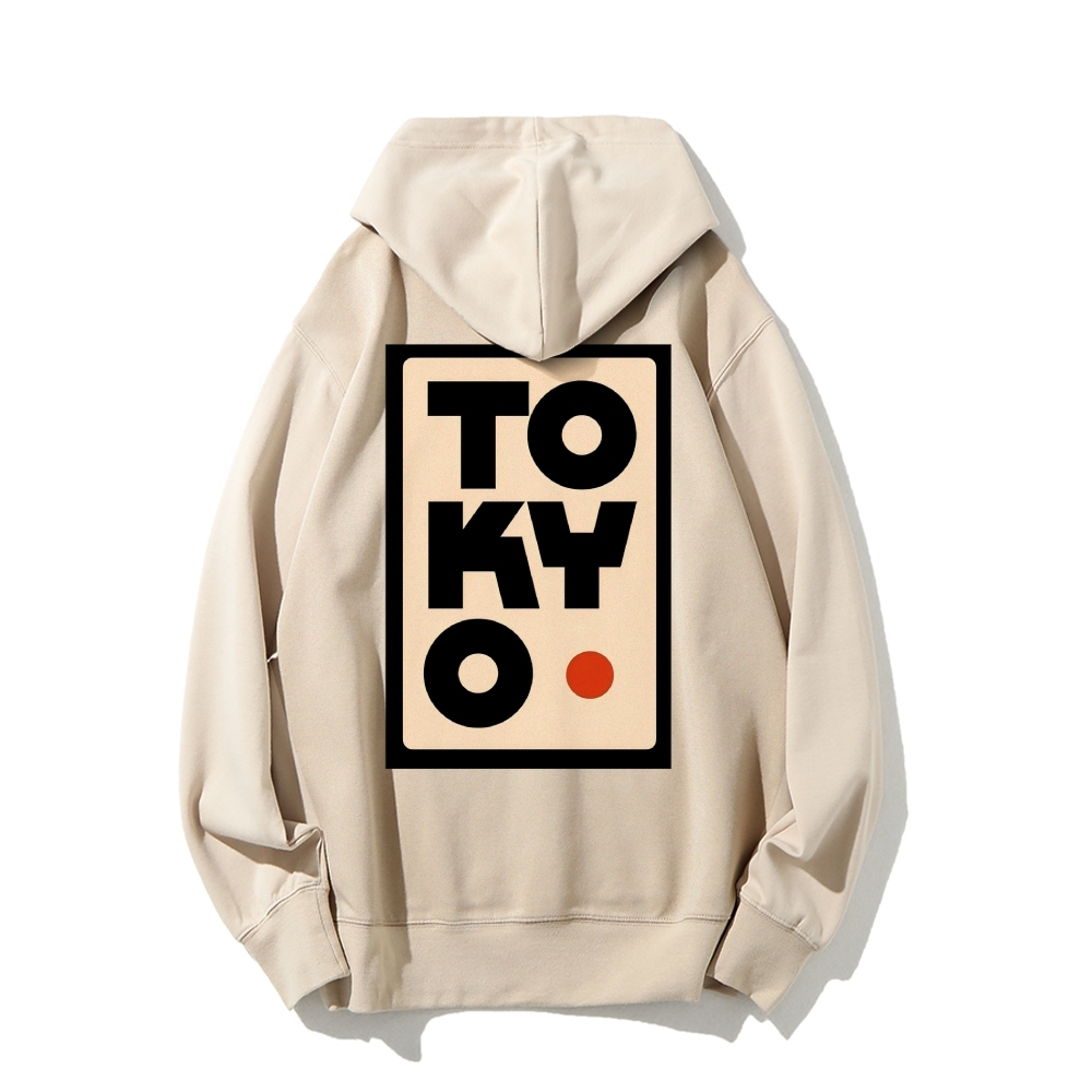 Tokyo Poster Printed Back Cotton Hoodie