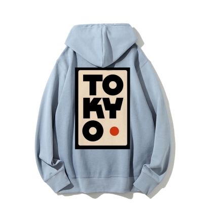 Tokyo Poster Printed Back Cotton Hoodie