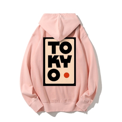 Tokyo Poster Printed Back Cotton Hoodie