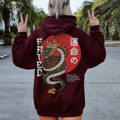 Fated Dragon Printed Back Cotton Hoodie
