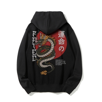 Fated Dragon Printed Back Cotton Hoodie