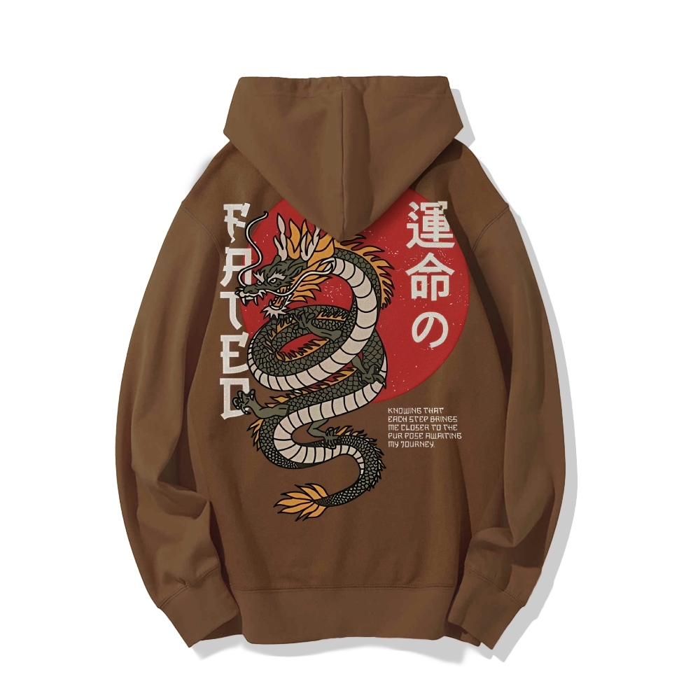 Fated Dragon Printed Back Cotton Hoodie