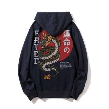 Fated Dragon Printed Back Cotton Hoodie