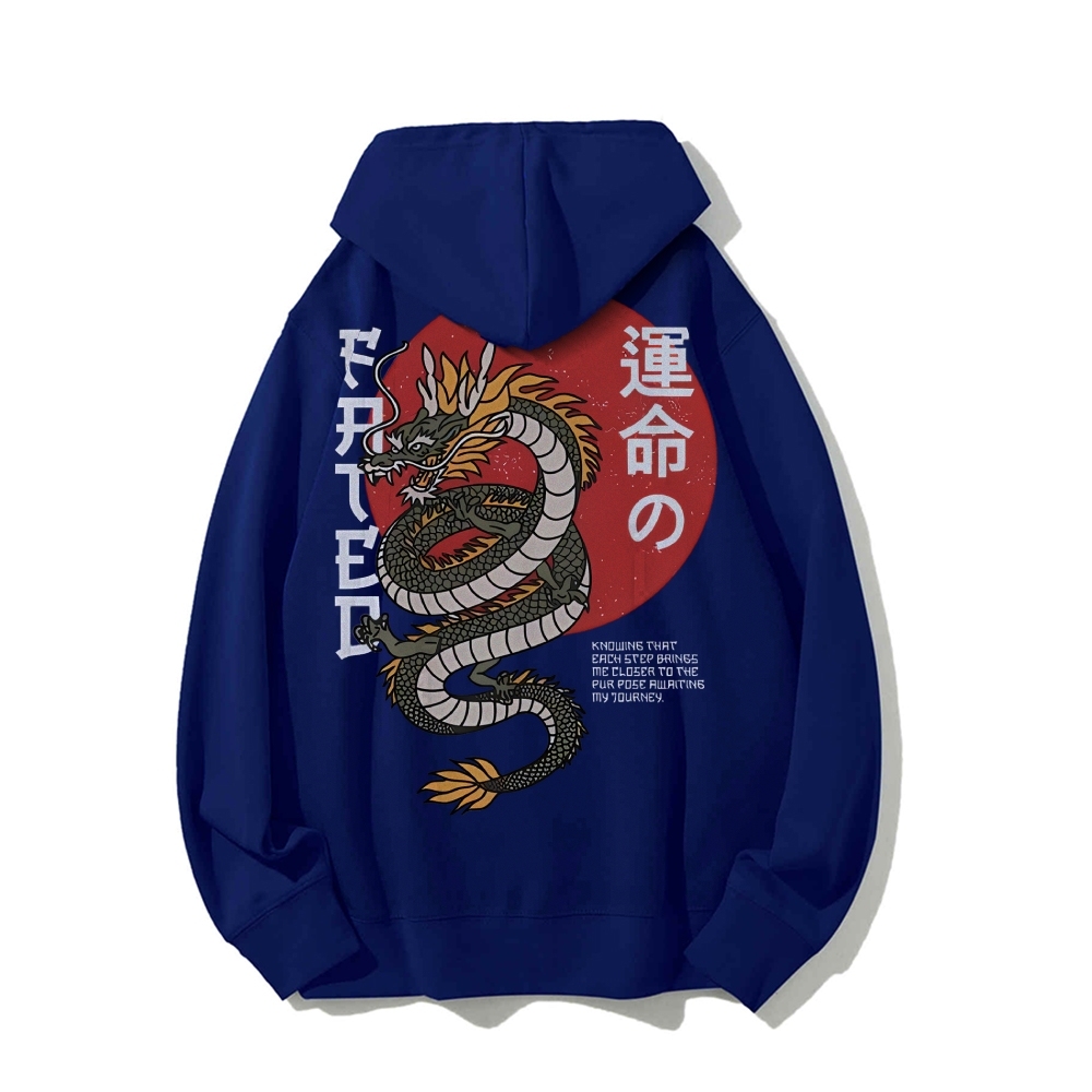 Fated Dragon Printed Back Cotton Hoodie