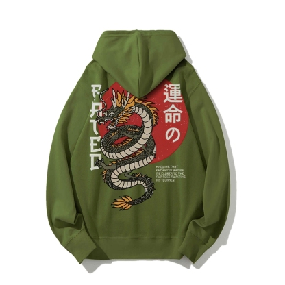 Fated Dragon Printed Back Cotton Hoodie