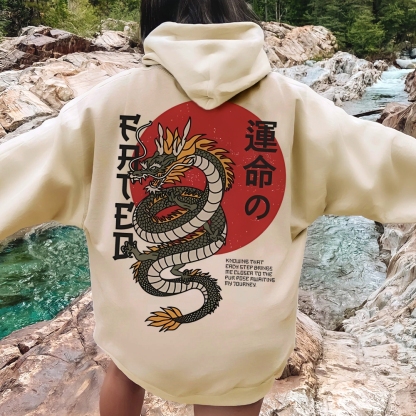Fated Dragon Printed Back Cotton Hoodie