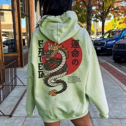 Fated Dragon Printed Back Cotton Hoodie