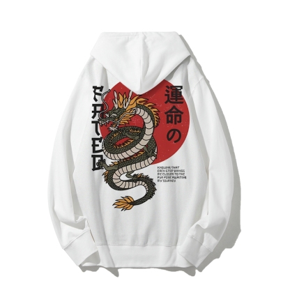 Fated Dragon Printed Back Cotton Hoodie