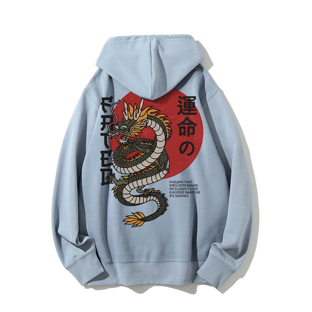 Fated Dragon Printed Back Cotton Hoodie