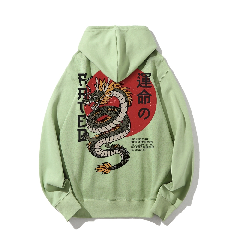 Fated Dragon Printed Back Cotton Hoodie