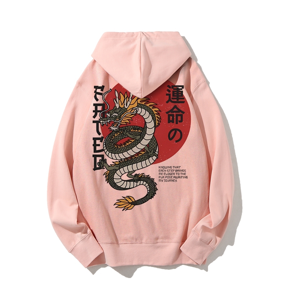 Fated Dragon Printed Back Cotton Hoodie