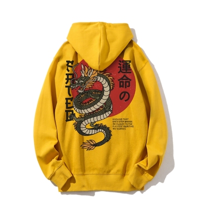 Fated Dragon Printed Back Cotton Hoodie