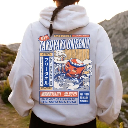 Takoyaki Onsen Printed Back Cotton Hoodie