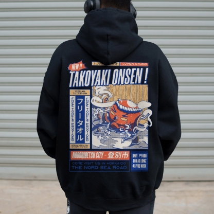 Takoyaki Onsen Printed Back Cotton Hoodie