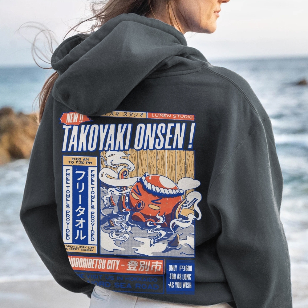 Takoyaki Onsen Printed Back Cotton Hoodie