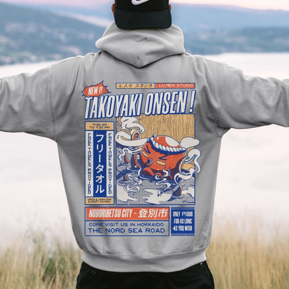Takoyaki Onsen Printed Back Cotton Hoodie