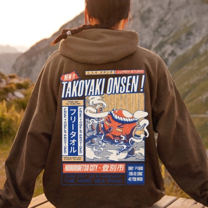 Takoyaki Onsen Printed Back Cotton Hoodie