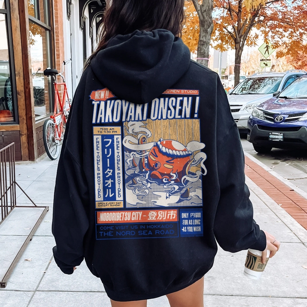 Takoyaki Onsen Printed Back Cotton Hoodie