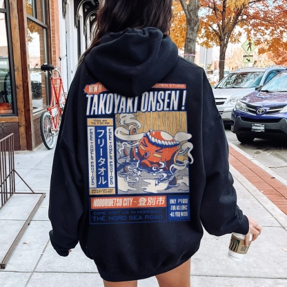 Takoyaki Onsen Printed Back Cotton Hoodie