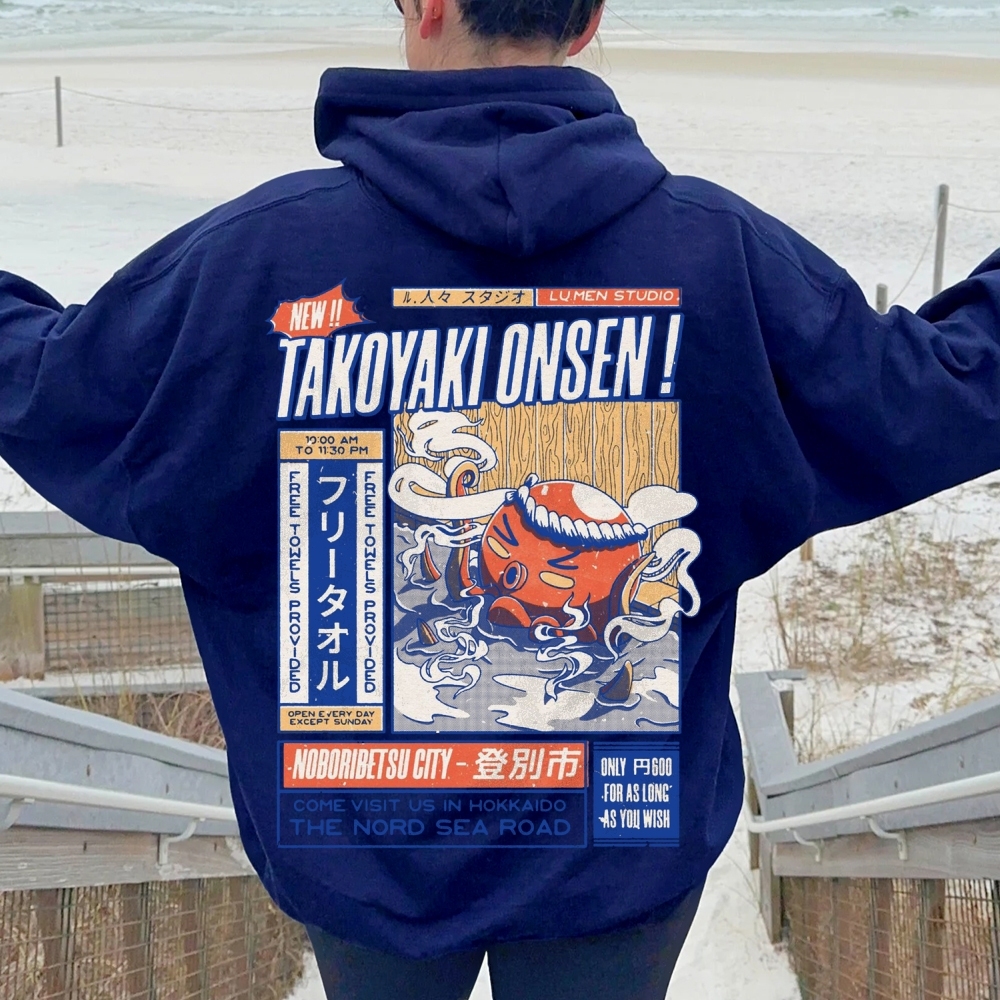 Takoyaki Onsen Printed Back Cotton Hoodie