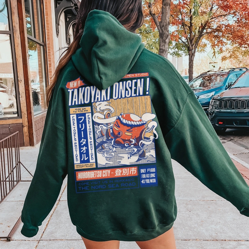Takoyaki Onsen Printed Back Cotton Hoodie