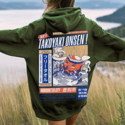 Takoyaki Onsen Printed Back Cotton Hoodie