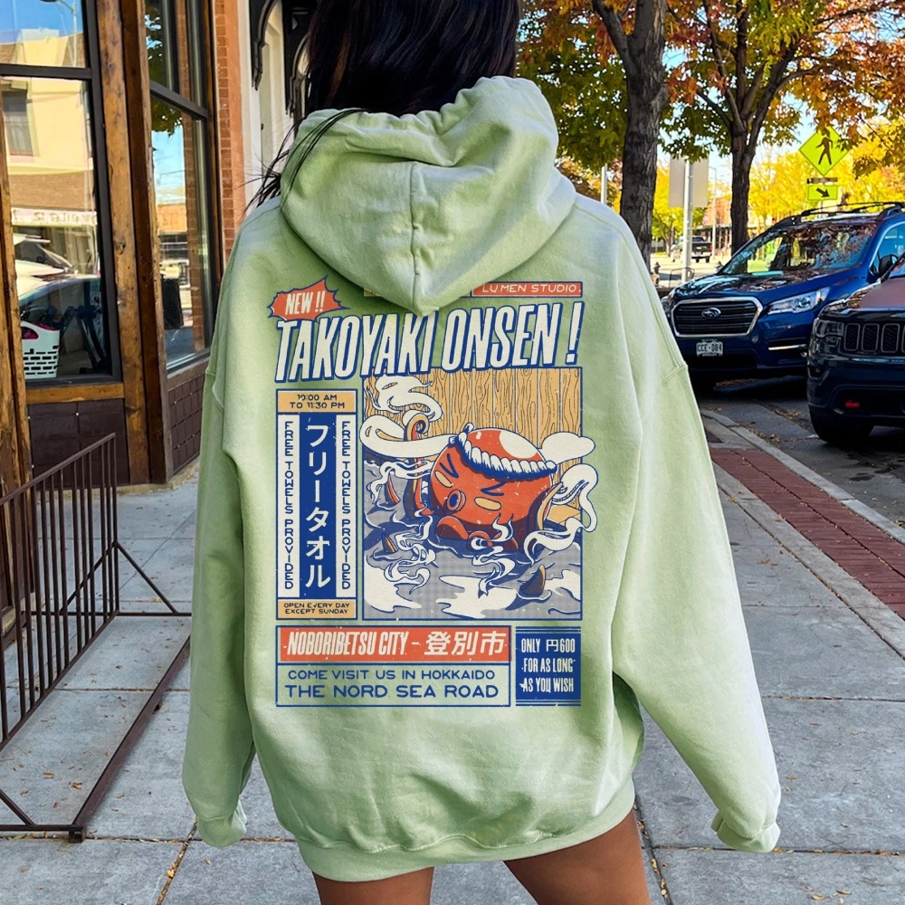 Takoyaki Onsen Printed Back Cotton Hoodie