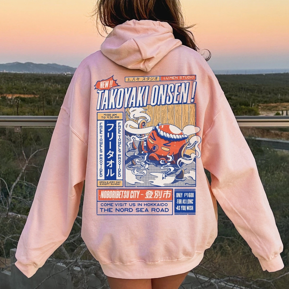 Takoyaki Onsen Printed Back Cotton Hoodie