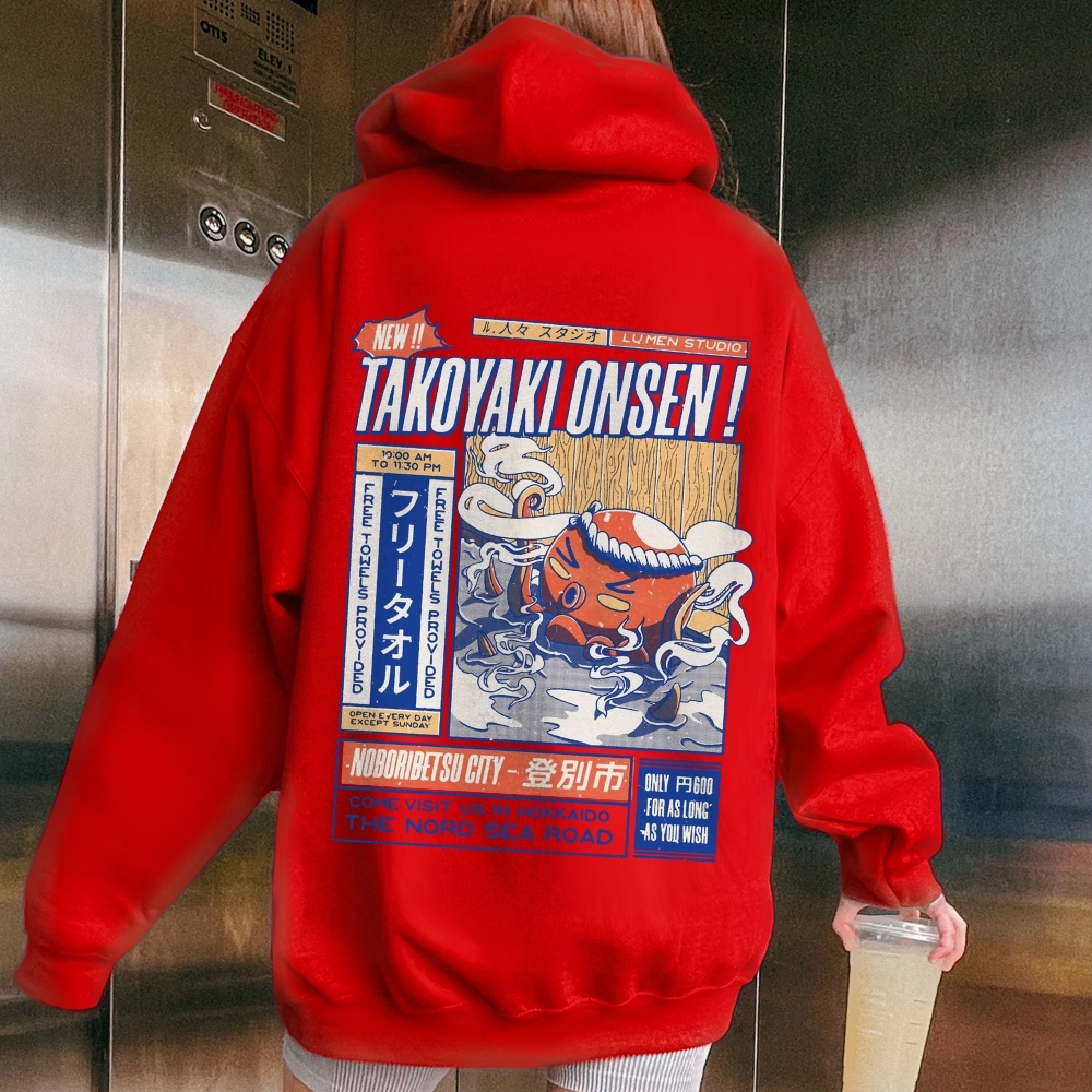 Takoyaki Onsen Printed Back Cotton Hoodie
