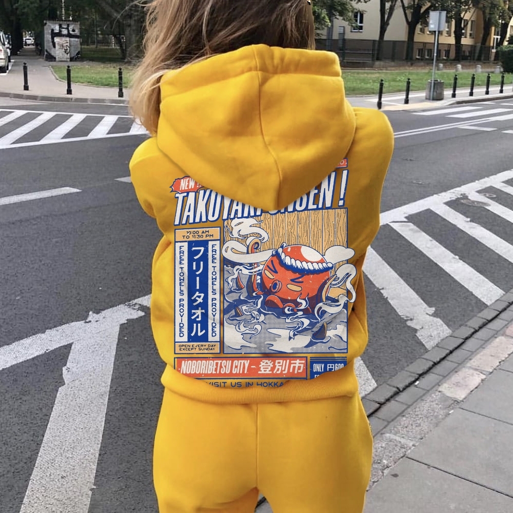 Takoyaki Onsen Printed Back Cotton Hoodie