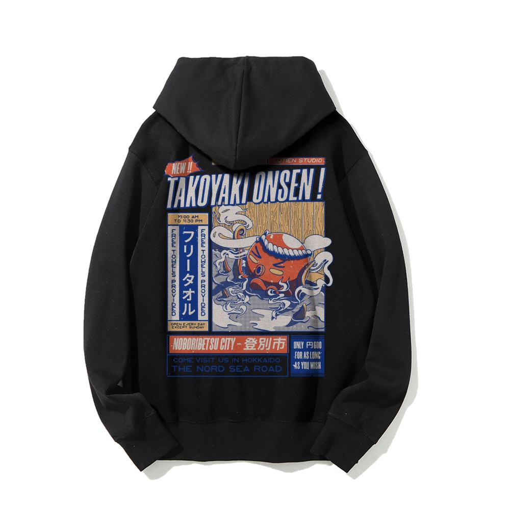 Takoyaki Onsen Printed Back Cotton Hoodie