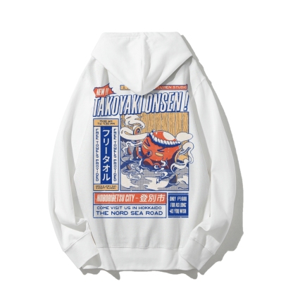 Takoyaki Onsen Printed Back Cotton Hoodie