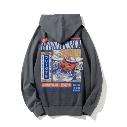 Takoyaki Onsen Printed Back Cotton Hoodie