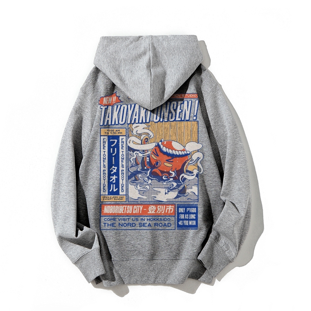 Takoyaki Onsen Printed Back Cotton Hoodie