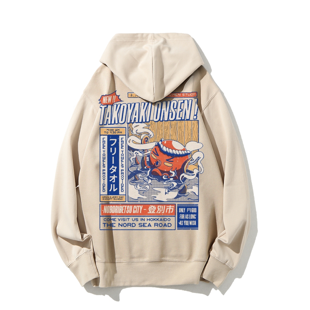 Takoyaki Onsen Printed Back Cotton Hoodie