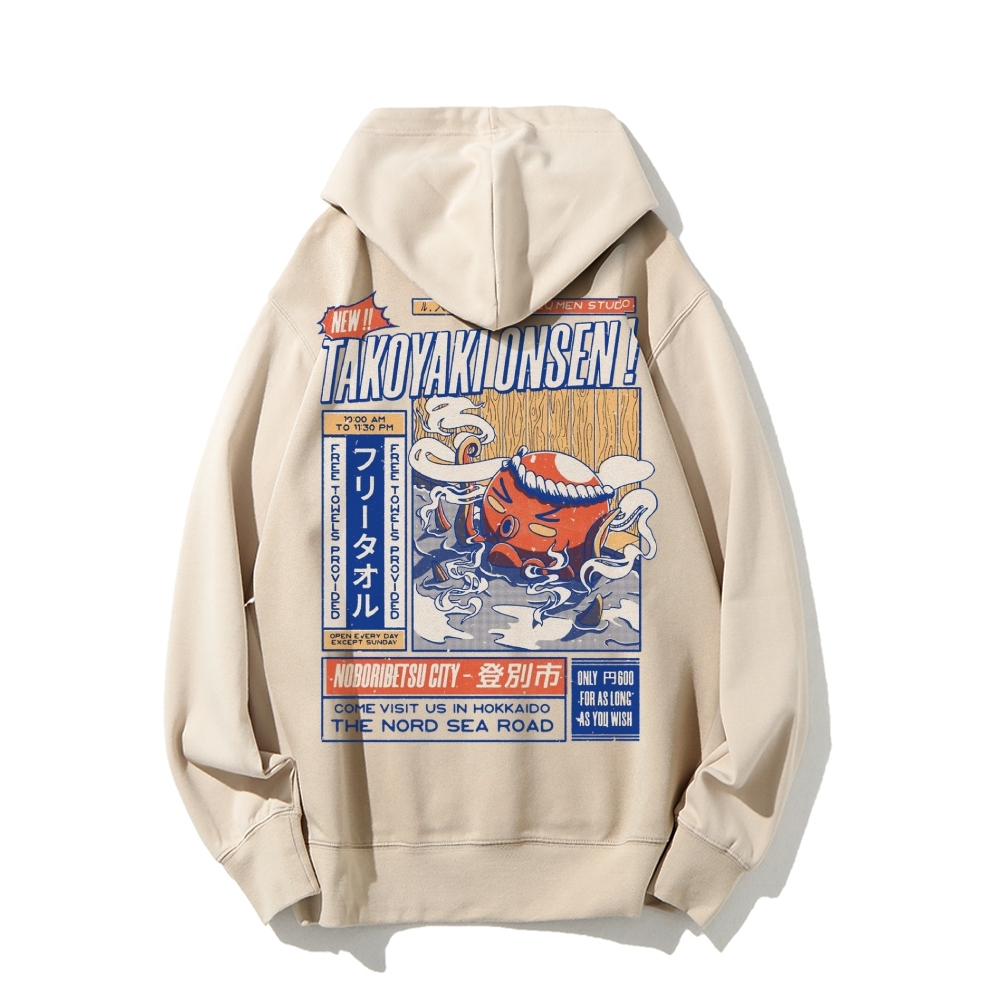Takoyaki Onsen Printed Back Cotton Hoodie