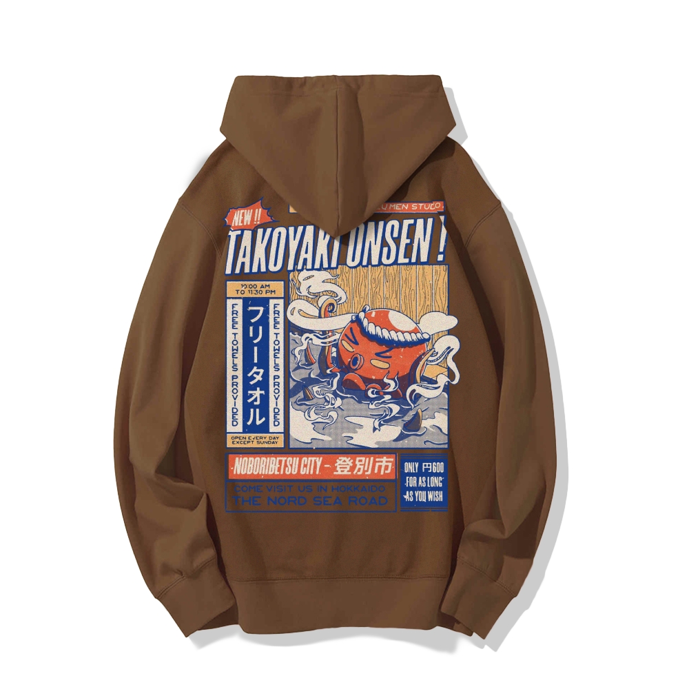 Takoyaki Onsen Printed Back Cotton Hoodie