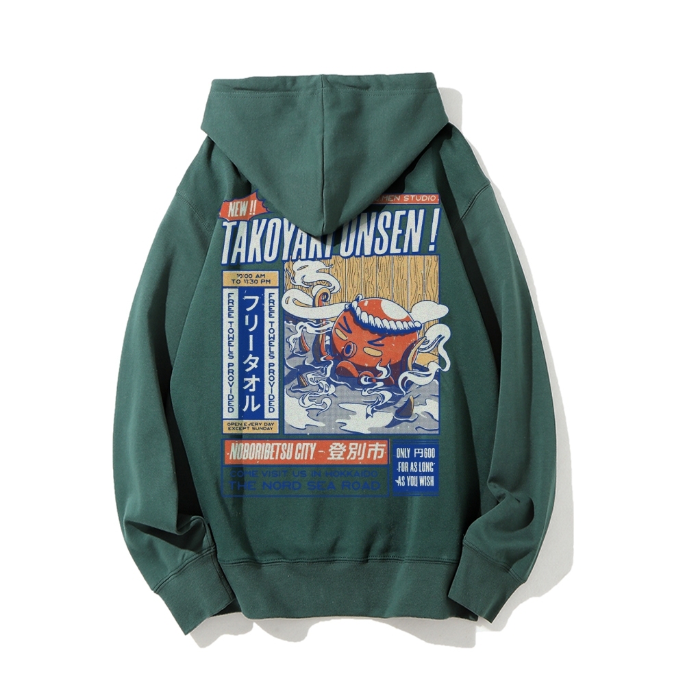 Takoyaki Onsen Printed Back Cotton Hoodie