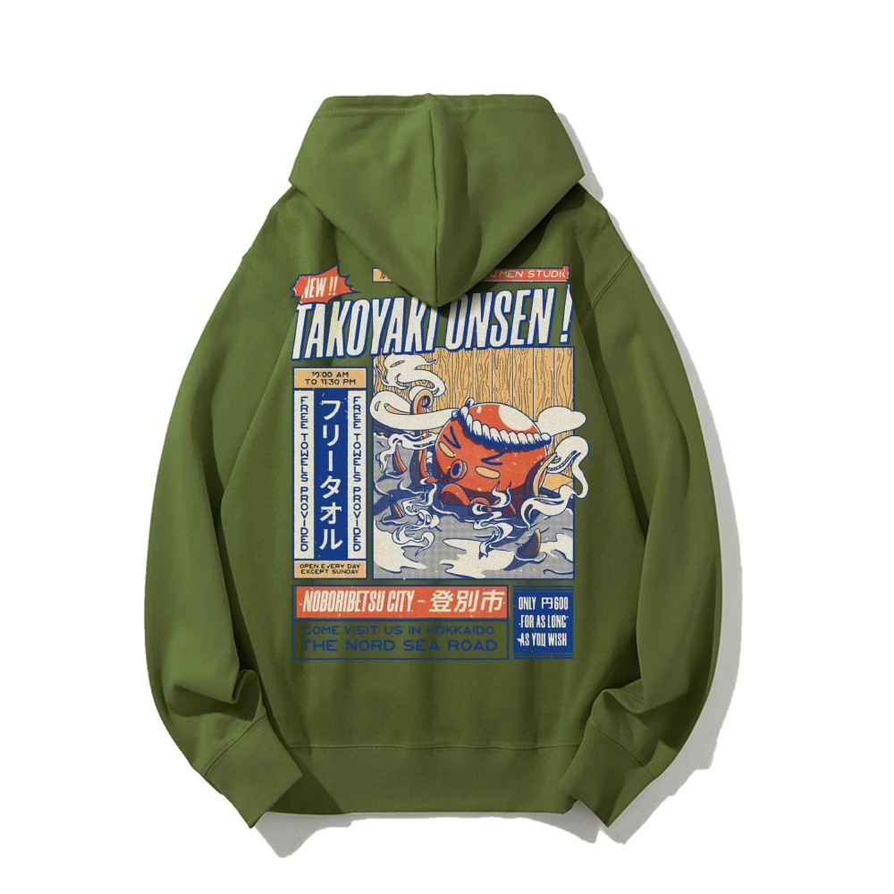 Takoyaki Onsen Printed Back Cotton Hoodie