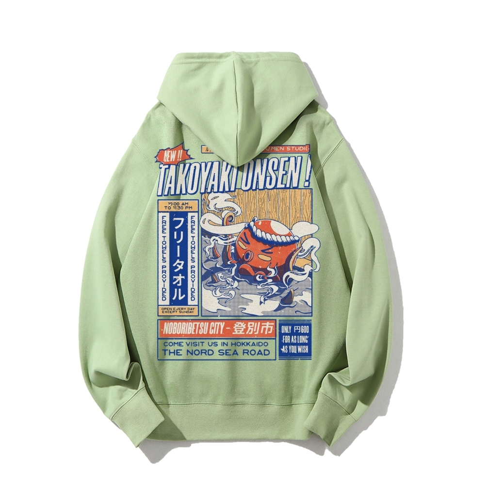 Takoyaki Onsen Printed Back Cotton Hoodie
