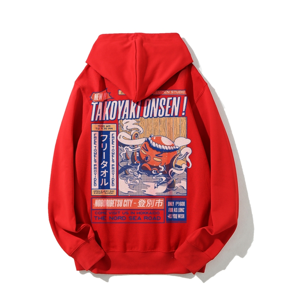 Takoyaki Onsen Printed Back Cotton Hoodie