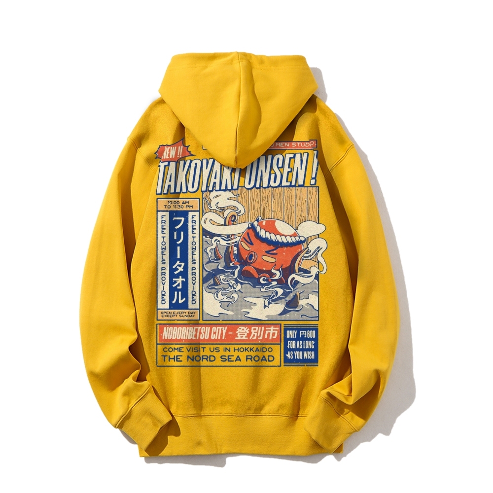 Takoyaki Onsen Printed Back Cotton Hoodie